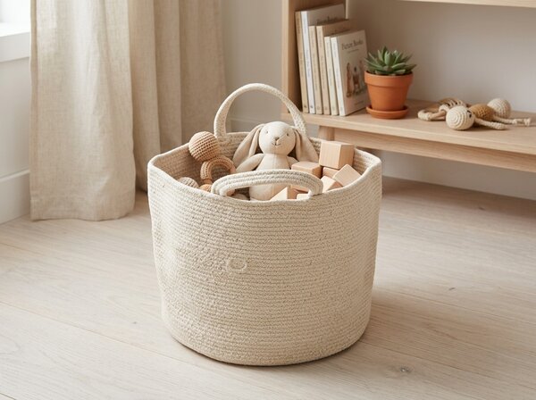 Úložný kôš s úchytmi COTTON HAVEN 35x35 cm - viac farieb Farba: Svetlosivá