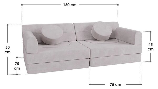 Detská pohovka Kayo 150x75x50 cm - béžová