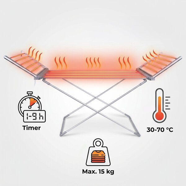 SOLIGHT Elektrický sušiak oblečenia 230W, časovač