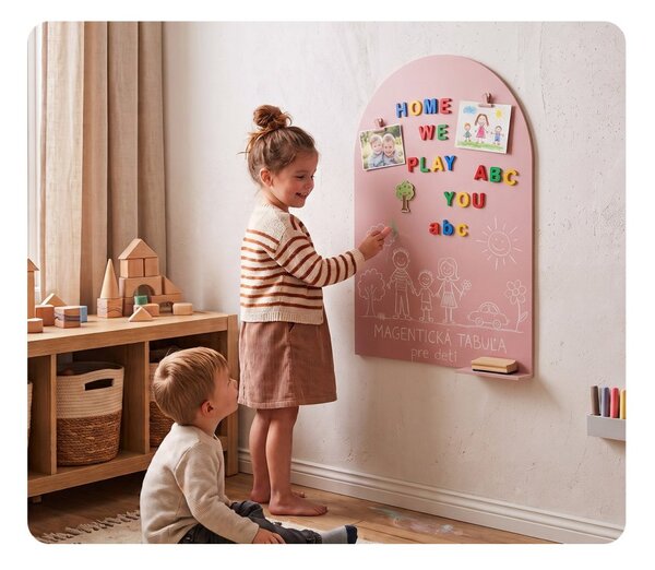 Samolepiaca magnetická fólia na stenu v tvare oblúka 100 × 80 cm - bledoružová