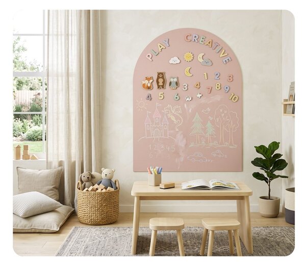 Samolepiaca magnetická fólia na stenu v tvare oblúka 100 × 80 cm - bledoružová