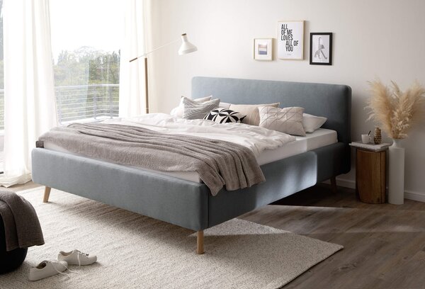 MUZZA Posteľ taupe s úložným priestorom 160 x 200 cm modrá