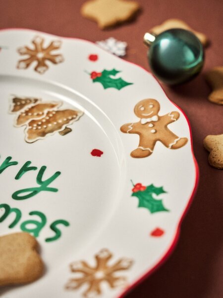 Sinsay - Vianočný keramický tanier s nápisom Merry Christmas - viacfarebná
