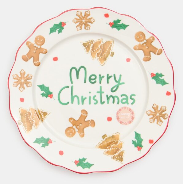 Sinsay - Vianočný keramický tanier s nápisom Merry Christmas - viacfarebná