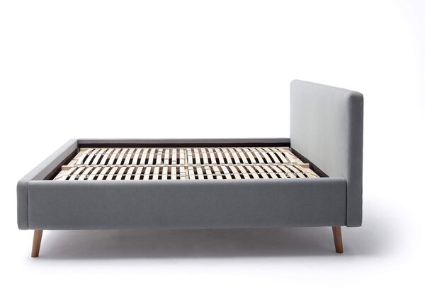 MUZZA Posteľ taupe s úložným priestorom 160 x 200 cm modrá