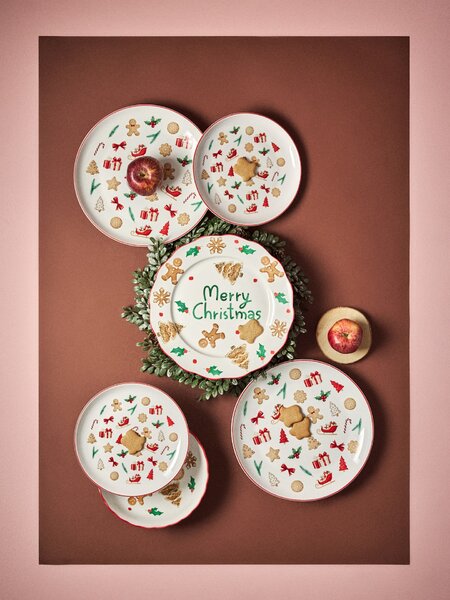 Sinsay - Vianočný keramický tanier s nápisom Merry Christmas - viacfarebná