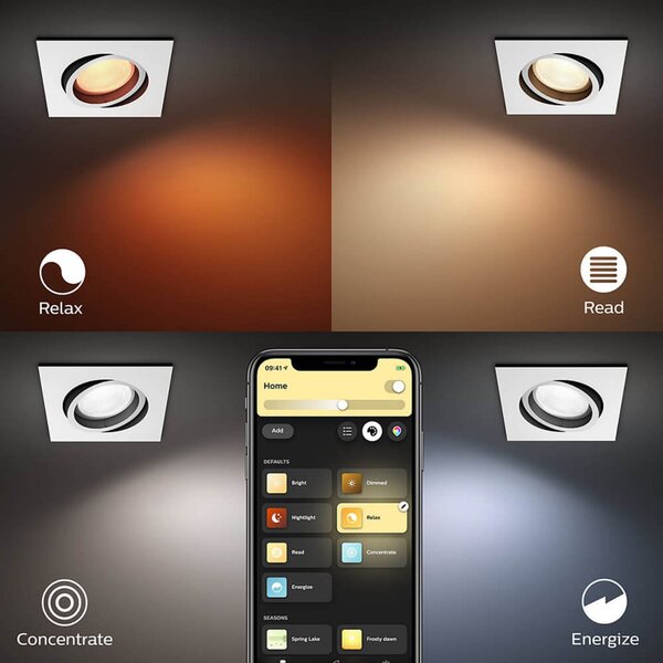 Centura Recessed Squared Bluetooth White/Color Amb. White