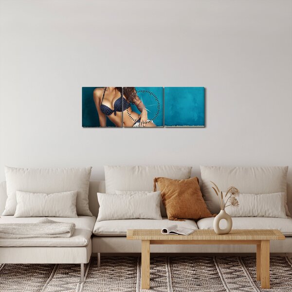 Obraz - Pózujúce ženy (s hodinami) (90x30 cm)