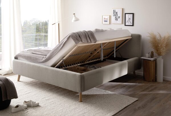 MUZZA Posteľ taupe s úložným priestorom 160 x 200 cm sivohnedá