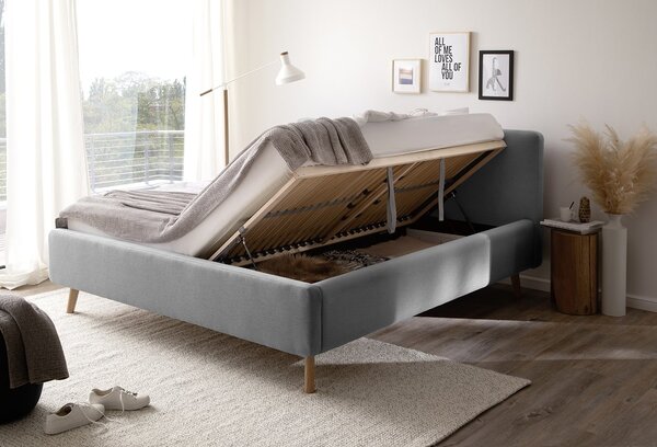MUZZA Posteľ taupe s úložným priestorom 160 x 200 cm svetlosivá
