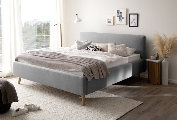 MUZZA Posteľ taupe s úložným priestorom 160 x 200 cm svetlosivá