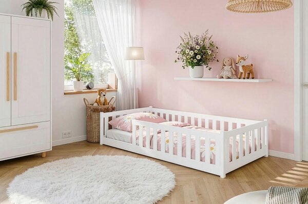 MAXMAX Detská Montessori posteľ z masívu borovice BETTY - 160x80 cm - BIELA