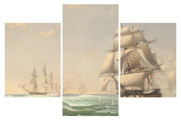 Obraz - Fitz Henry Lane, The United States Frigate President Engaging the British Squadron, reprodukcia (90x60 cm)