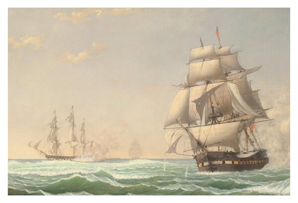 Obraz - Fitz Henry Lane, The United States Frigate President Engaging the British Squadron, reprodukcia (90x60 cm)