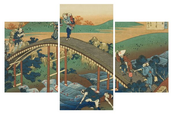 Obraz - Katsushika Hokusai, Ariwara no Narihirafrom the series One Hundred, Poems Explained by the Nurse (Hyakunin isshu uba ga etoki), reprodukcia (90x60 cm)