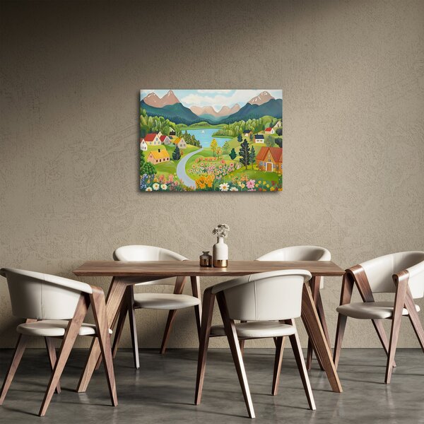 Obraz - Dedina v horách (70x50 cm)