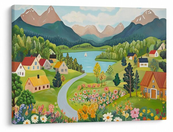 Obraz - Dedina v horách (70x50 cm)