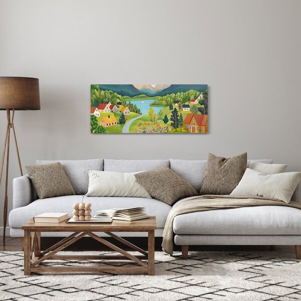 Obraz - Dedina v horách (120x50 cm)