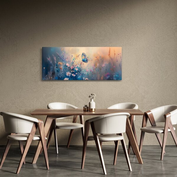 Obraz - Lúka s motýľom (120x50 cm)