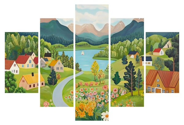 Obraz - Dedina v horách (150x105 cm)