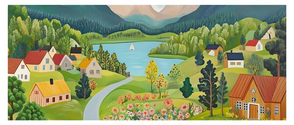 Obraz - Dedina v horách (120x50 cm)