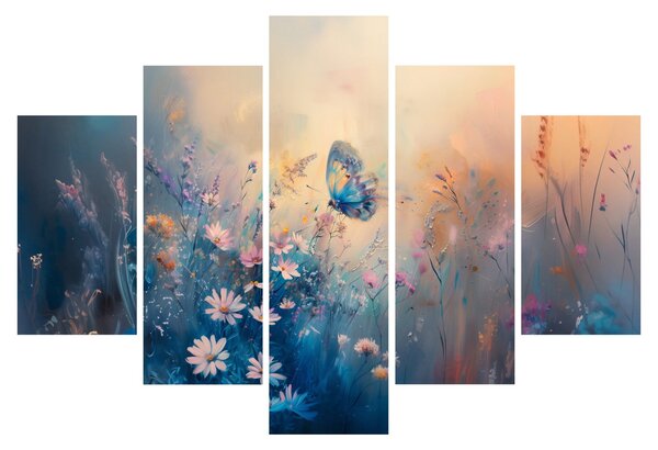 Obraz - Lúka s motýľom (150x105 cm)