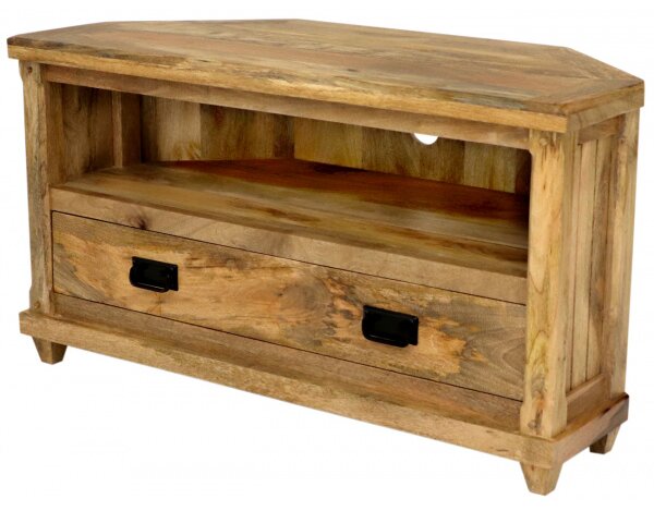 TV stolík rohový Devi 110x60x50 indický masív mango