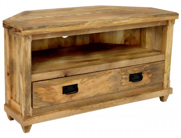 TV stolík rohový Devi 110x60x50 indický masív mango