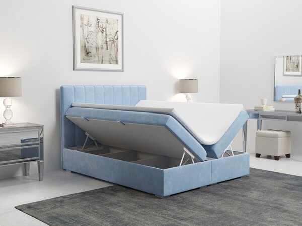 NovýNábytok.sk Manželská posteľ Boxspring 180 cm Ranaly (modrá) (s úložným priestorom). Akcia -20%. Vlastná spoľahlivá doprava až k Vám domov. 1020355