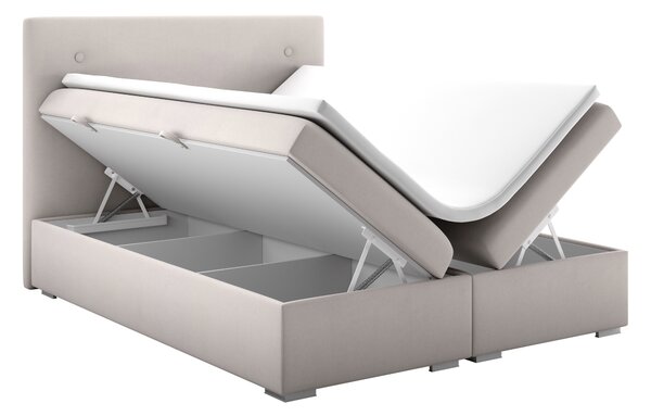 NovýNábytok.sk Manželská posteľ Boxspring 180 cm Grini (béžová) (s úložným priestorom). Akcia -19%. Vlastná spoľahlivá doprava až k Vám domov. 1020289