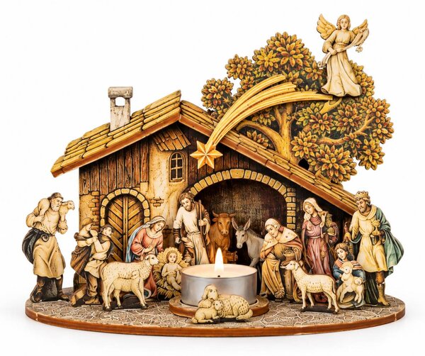 AMADEA Drevený skladací betlehem 3D 23 cm