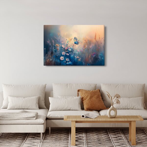 Obraz - Lúka s motýľom (90x60 cm)