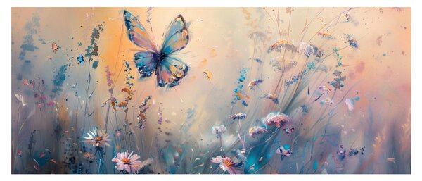 Obraz - Lúka s motýľom II. (120x50 cm)