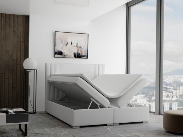 NovýNábytok.sk Manželská posteľ Boxspring 160 cm Morcano (krémová) (s úložným priestorom). Akcia -20%. Vlastná spoľahlivá doprava až k Vám domov. 1020330