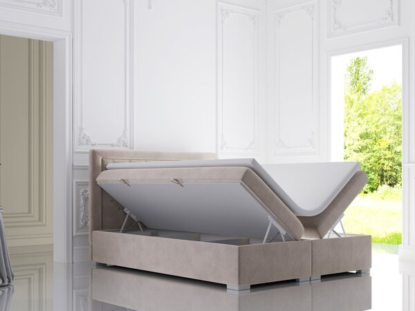 NovýNábytok.sk Manželská posteľ Boxspring 180 cm Gllamy (béžová) (s úložným priestorom). Akcia -20%. Vlastná spoľahlivá doprava až k Vám domov. 1020295