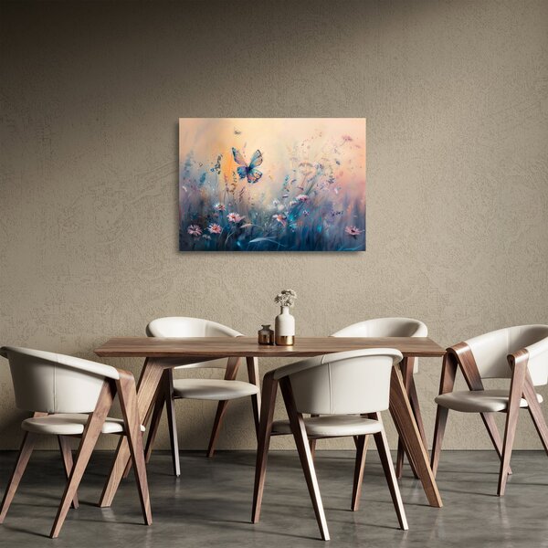 Sklenený obraz - Lúka s motýľom II. (70x50 cm)