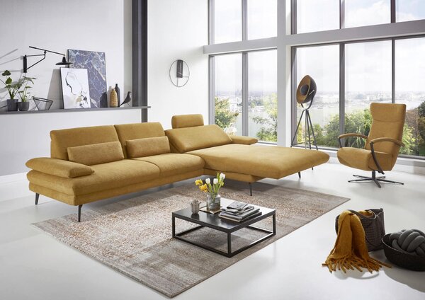 ROHOVÁ SEDACIA SÚPRAVA, textil, kari žltá Dieter Knoll - Sedačky