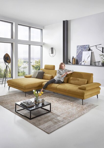 ROHOVÁ SEDACIA SÚPRAVA, textil, kari žltá Dieter Knoll - Sedačky