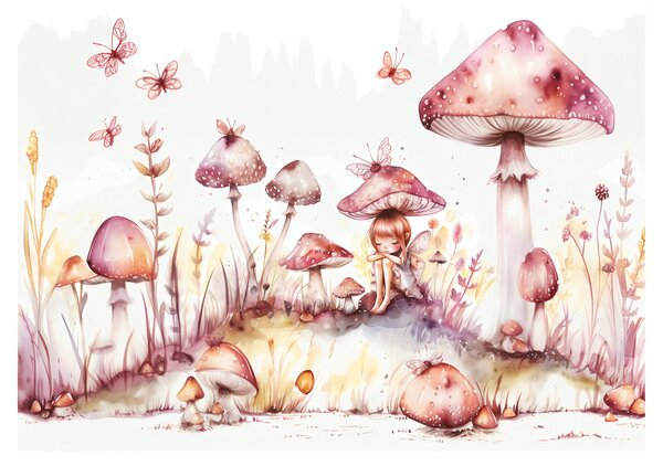 Sklenený obraz - Ružová víla (70x50 cm)