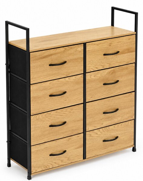 ModernHome GIC-C106-19 Komoda s 8 textilnými zásuvkami 80 x 24 x 107 cm, hnedo-čierna
