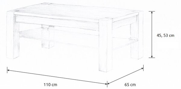 Wooded Konferenční stolek Denver Glass z masivu BUK Výška stolku: 53 cm