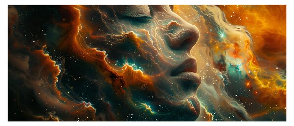 Obraz - Tvár vo vesmíre (120x50 cm)