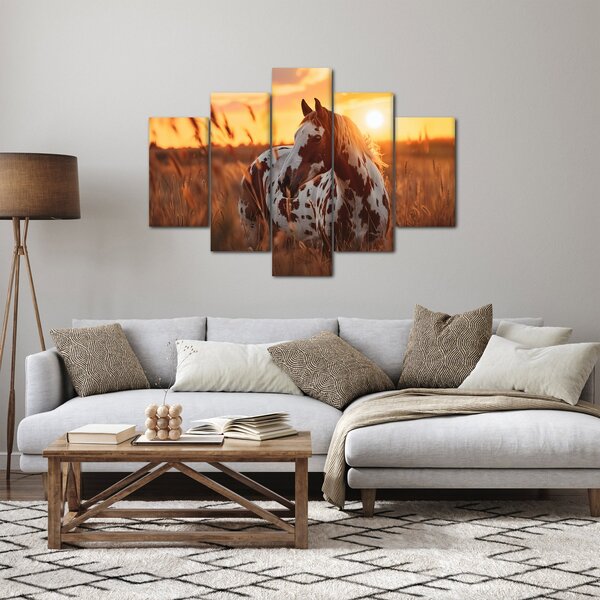Obraz - Kôň pri západe slnka (150x105 cm)