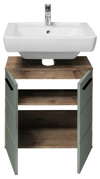 SKRINKA POD UMÝVADLO, zelená, farba duba, 60/62/31 cm Xora - Kúpeľňové skrinky