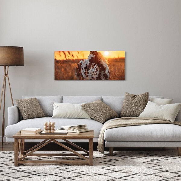 Obraz - Kôň pri západe slnka (120x50 cm)
