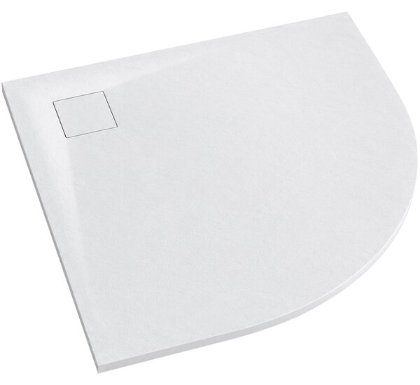 CERANO - Sprchová vanička štvrťkruhová Quarto - SMC/minerálny kompozit - štruktúrovaná biela matná - 80x80x3 cm