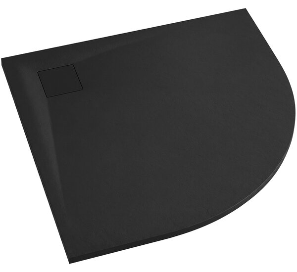 CERANO - Sprchová vanička štvrťkruhová Quarto - SMC/minerálny kompozit - štruktúrovaná čierna matná - 80x80x3 cm