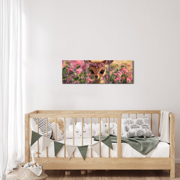 Obraz - Roztomilá srnčeka (s hodinami) (90x30 cm)