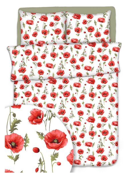Obliečky krepové Maky biele TiaHome - 1x Vankúš 90x70cm, 1x Paplón 140x200cm