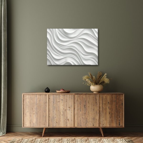 Obraz - 3D biele vlny (70x50 cm)